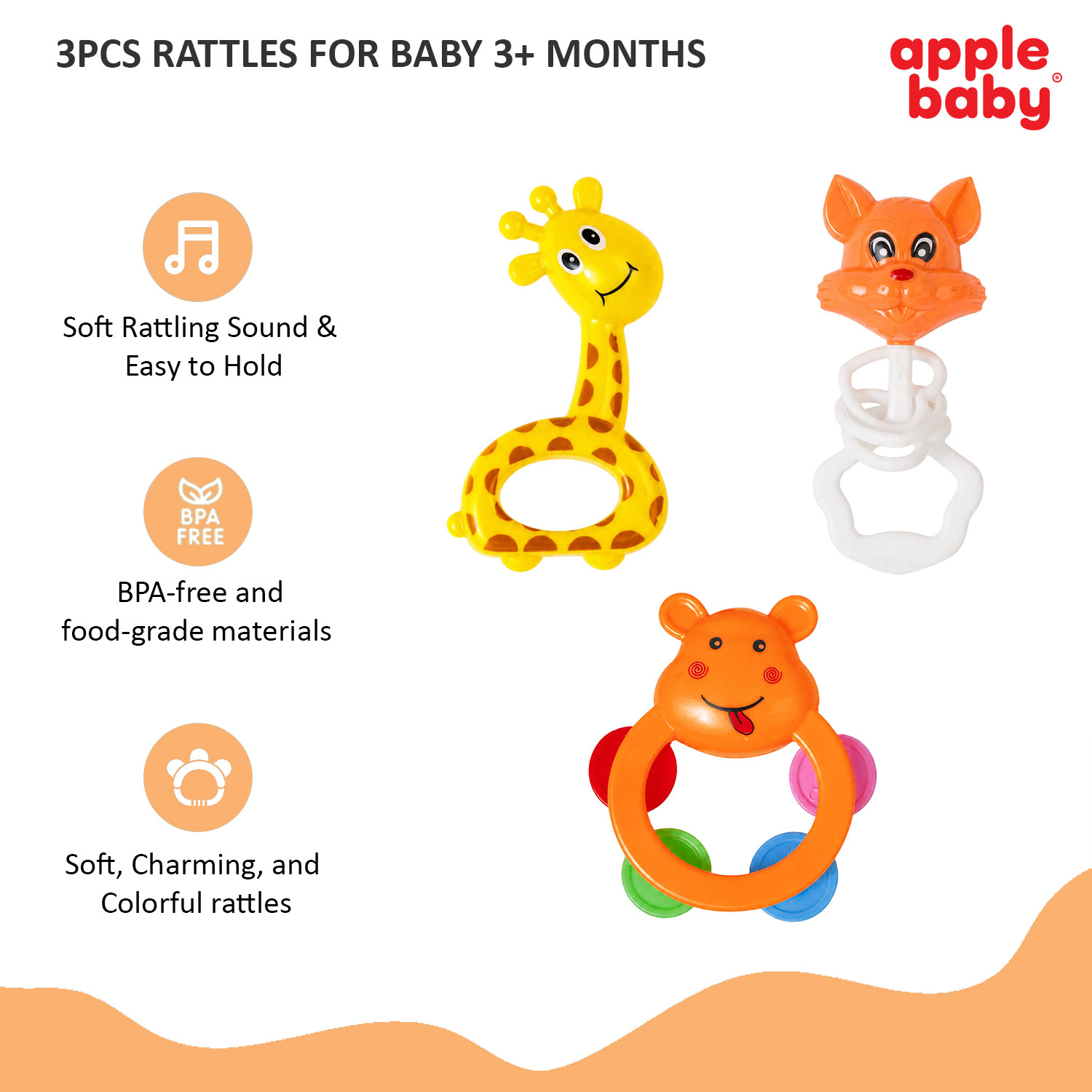 Baby Rattles 3PCS Set for 3+ Months description