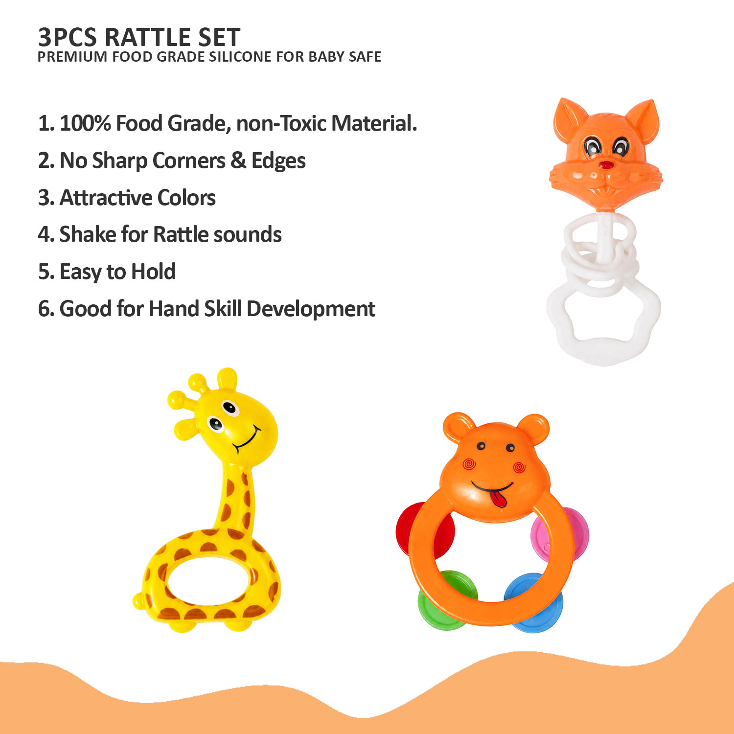 Baby Rattles 3PCS Set for 3+ Months