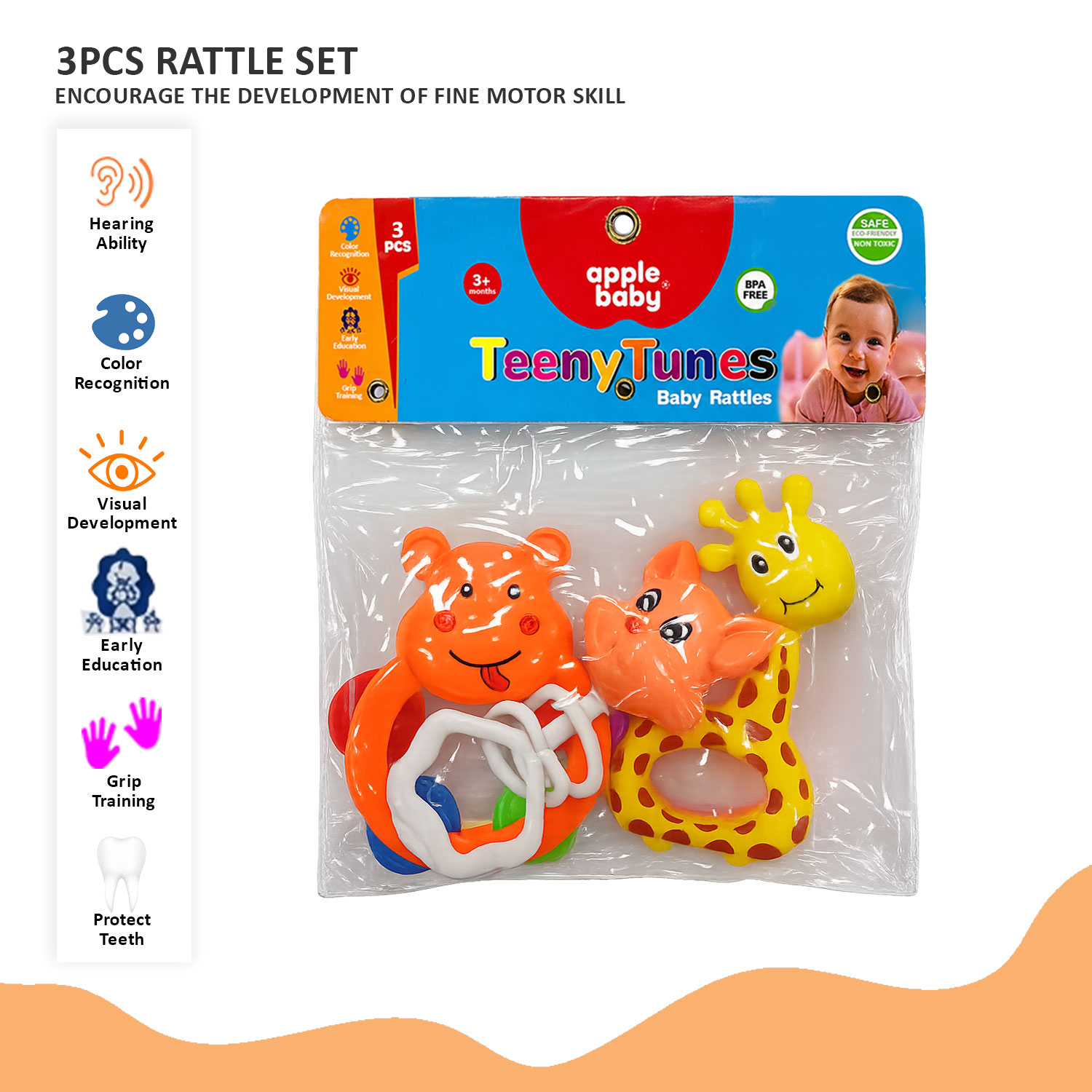 Baby Rattles 3PCS Set for 3+ Months details